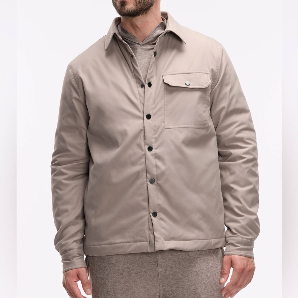 NWT PELOTON Insulated Snap-Front Overshirt Taupe Grey